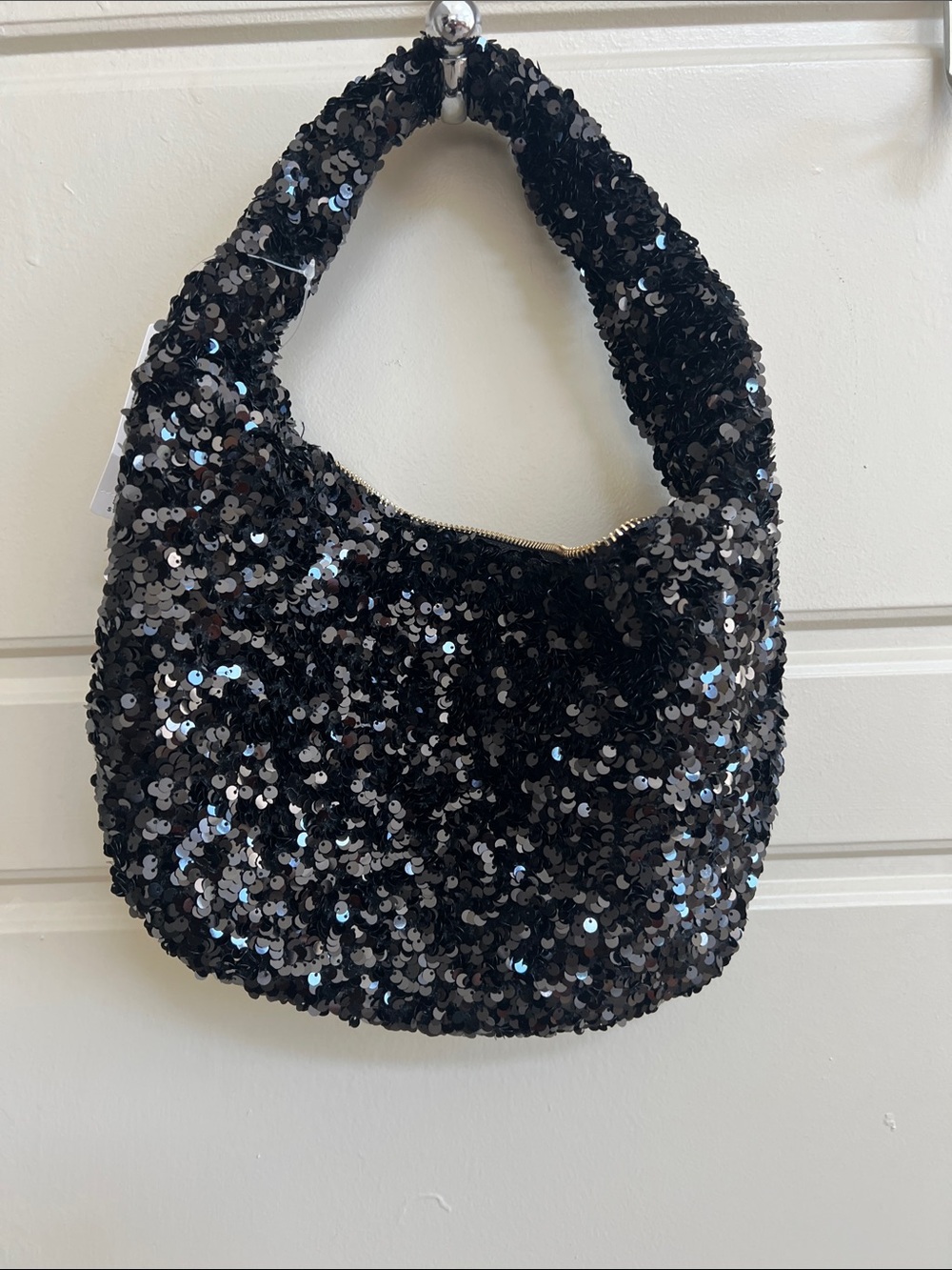 Anthropologie Sequin Hobo Shoulder
Bag Black Sparkle Y2K Glam festive party - Picture 3 of 6